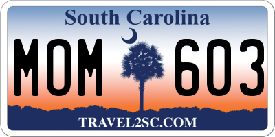 SC license plate MOM603