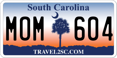 SC license plate MOM604