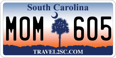 SC license plate MOM605