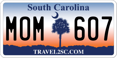 SC license plate MOM607