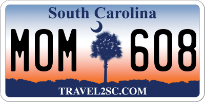 SC license plate MOM608