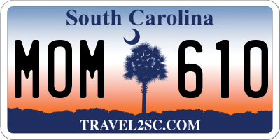 SC license plate MOM610