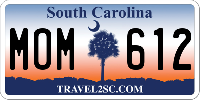SC license plate MOM612