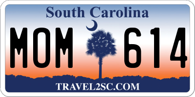 SC license plate MOM614