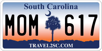SC license plate MOM617