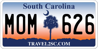 SC license plate MOM626