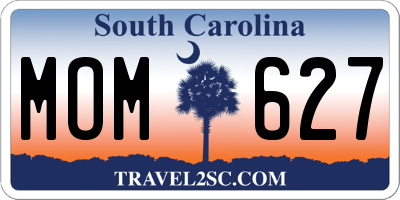 SC license plate MOM627