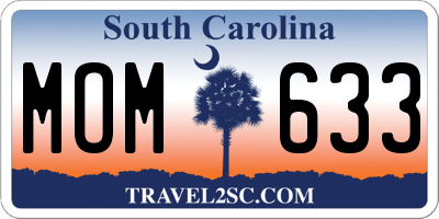 SC license plate MOM633