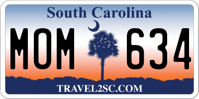 SC license plate MOM634
