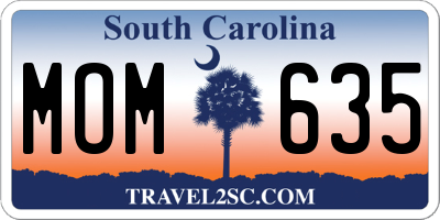 SC license plate MOM635