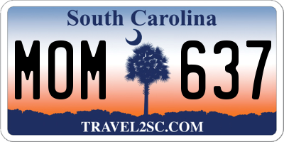 SC license plate MOM637