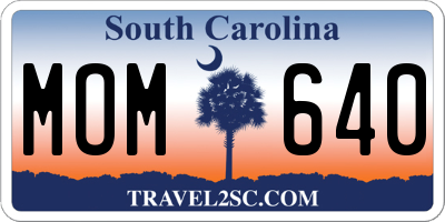SC license plate MOM640