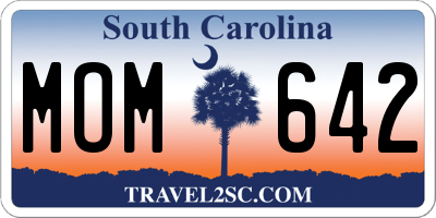 SC license plate MOM642