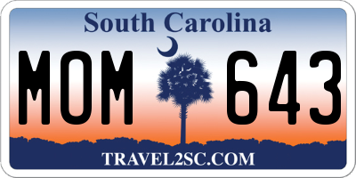 SC license plate MOM643