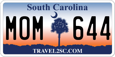 SC license plate MOM644
