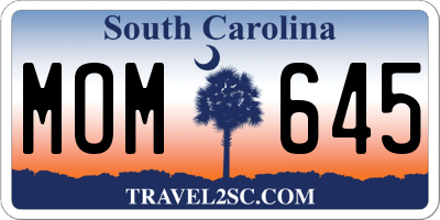 SC license plate MOM645
