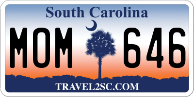 SC license plate MOM646