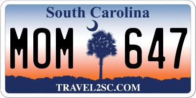 SC license plate MOM647