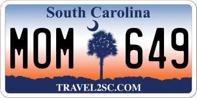 SC license plate MOM649