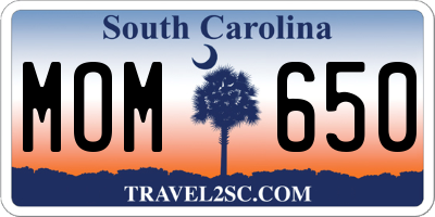 SC license plate MOM650