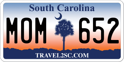 SC license plate MOM652
