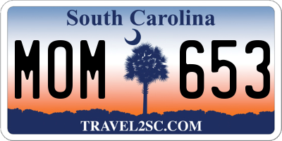 SC license plate MOM653