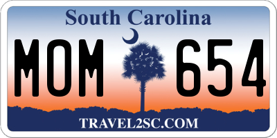 SC license plate MOM654