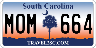 SC license plate MOM664
