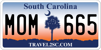 SC license plate MOM665