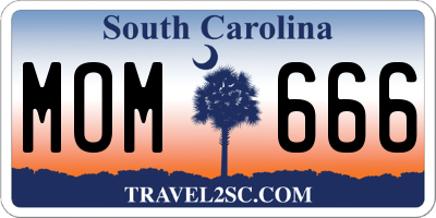 SC license plate MOM666