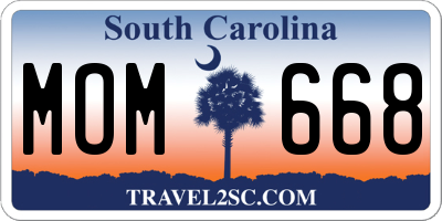SC license plate MOM668