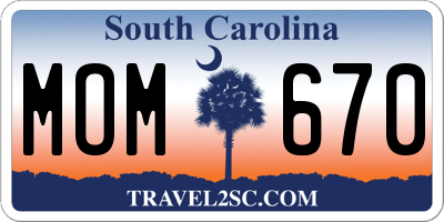 SC license plate MOM670