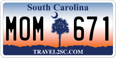 SC license plate MOM671