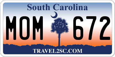 SC license plate MOM672