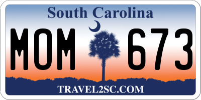SC license plate MOM673