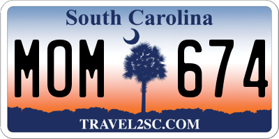 SC license plate MOM674