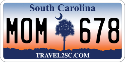 SC license plate MOM678