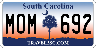 SC license plate MOM692
