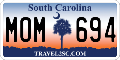 SC license plate MOM694