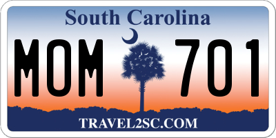 SC license plate MOM701