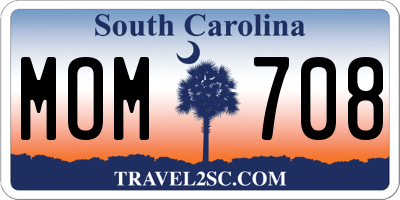 SC license plate MOM708