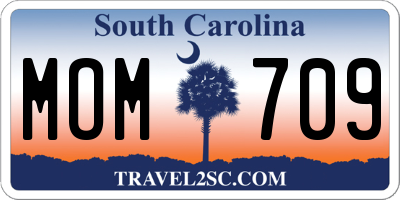 SC license plate MOM709