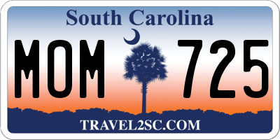 SC license plate MOM725