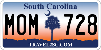 SC license plate MOM728