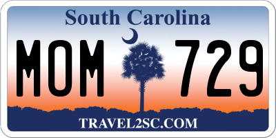 SC license plate MOM729