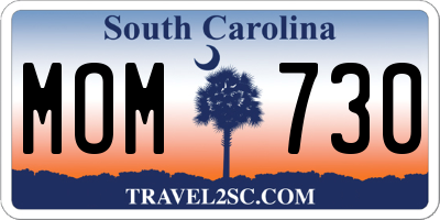 SC license plate MOM730