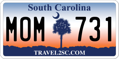 SC license plate MOM731