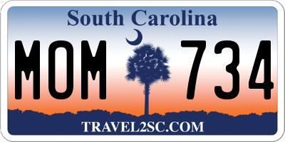 SC license plate MOM734