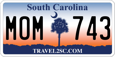 SC license plate MOM743