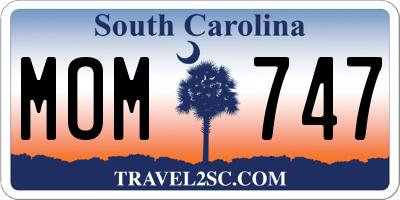 SC license plate MOM747